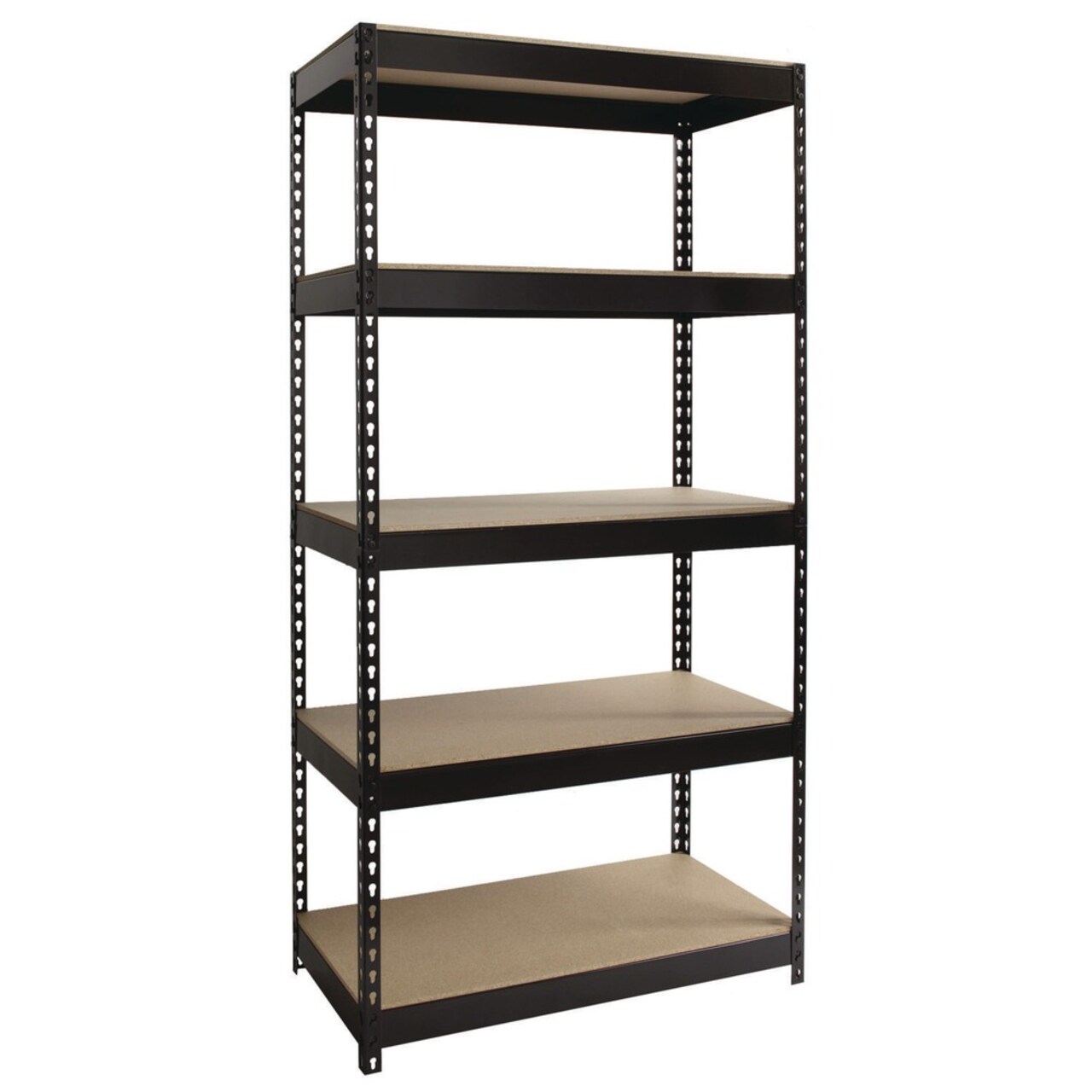Alera 36 in. x 18 in. x 72 in. 5-Shelf Steel Shelving Unit with Particleboard Shelves - Black